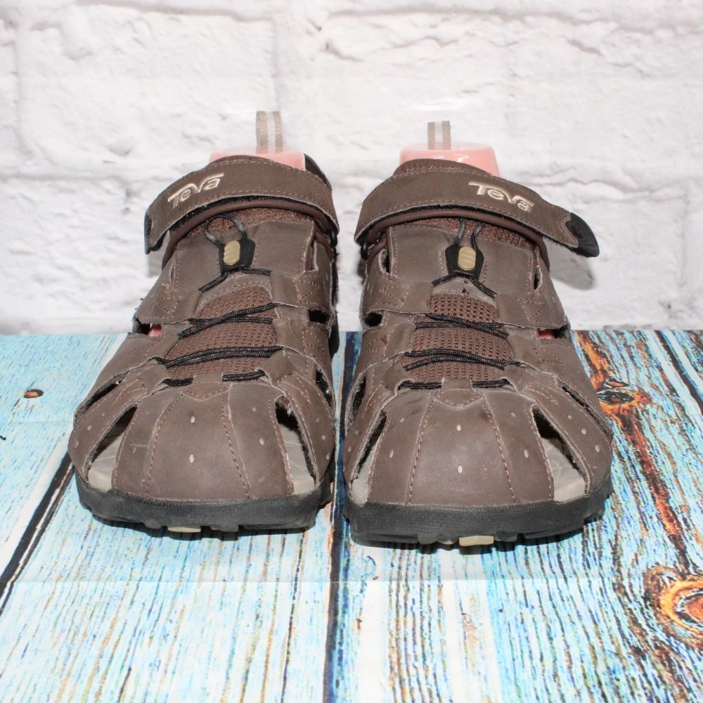 TEVA Brown Leather Mesh Enclosed Toes Sports Outdoor Sandals Size US 12 - Picture 4 of 7